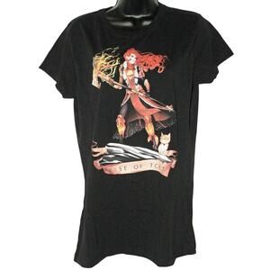 2XL Junior Shirt - Rise Of Tckt Anime Girl Figure & Cat Tee - Design By Humans